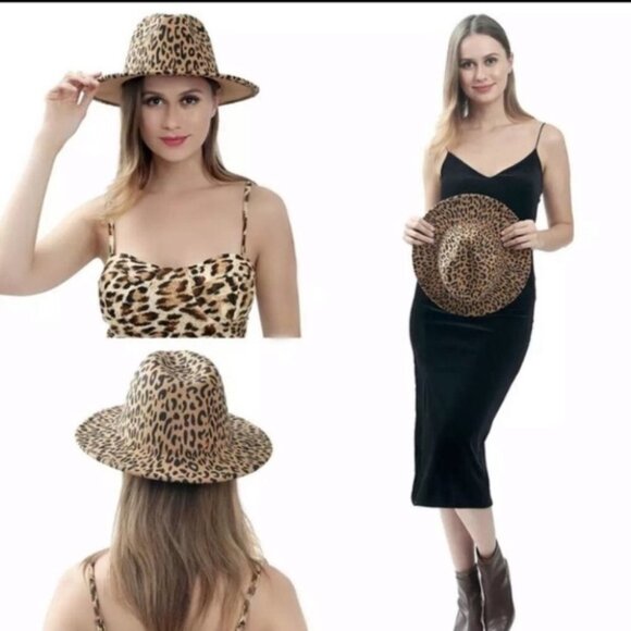 NEW Leopard Print Bull Skull Babe Fedora Hat Ivory main image 9